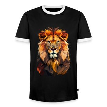 magnificent lion head lion polygon - Men's Ringer Shirt - black/white - Front - AI Model Female 172 light (172cm) & AI Model Male 178 light (178cm)