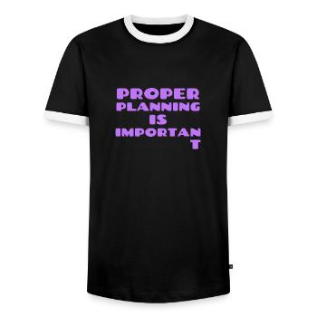 Proper Planning - Men's Ringer Shirt - black/white - Front - AI Model Female 172 light (172cm) & AI Model Male 178 light (178cm)