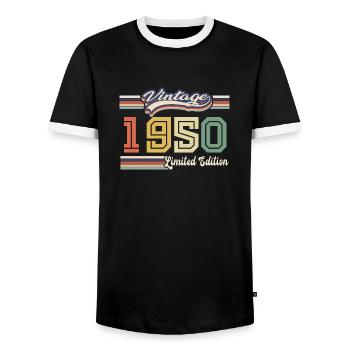 1950 Birthday Gift Awesome Since 1950 Came - Men's Ringer Shirt - black/white - Front - AI Model Female 172 light (172cm) & AI Model Male 178 light (178cm)