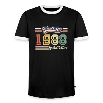 Cadeau D'anniversaire 1988 Génial Depuis 1988 vint - T-shirt contrasté Homme - noir/blanc - Devant - AI Model Female 172 light (172cm) & AI Model Male 178 light (178cm)