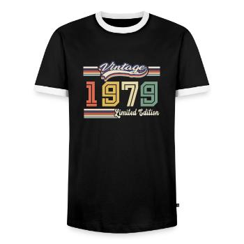 Cadeau D'anniversaire 1979 Génial Depuis 1979 vint - T-shirt contrasté Homme - noir/blanc - Devant - AI Model Female 172 light (172cm) & AI Model Male 178 light (178cm)