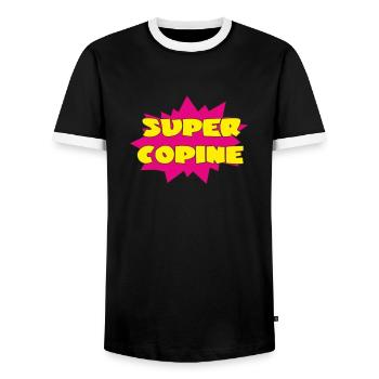 SUPER COPINE - T-shirt contrasté Homme - noir/blanc - Devant - AI Model Female 172 light (172cm) & AI Model Male 178 light (178cm)