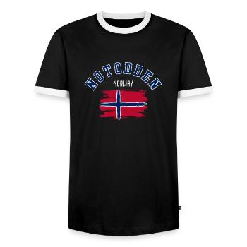 Notoden, Norvège - T-shirt contrasté Homme - noir/blanc - Devant - AI Model Female 172 light (172cm) & AI Model Male 178 light (178cm)