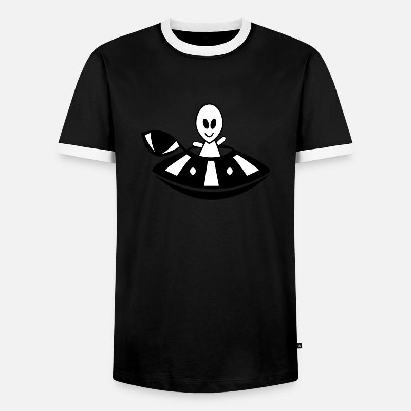 Alien UFO - Men's Ringer Shirt - black/white