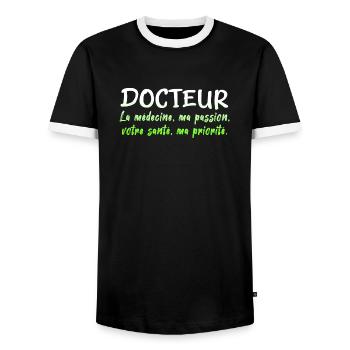 Arzt, Arzt, Krankenschwester, Gesundheit und weißer Kittel - Männer Kontrast-T-Shirt - Schwarz/Weiß - Vorne - AI Model Female 172 light (172cm) & AI Model Male 178 light (178cm)