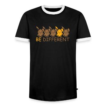 5 Hasen Freunde Unterschied Be Different Anders - Männer Kontrast-T-Shirt - Schwarz/Weiß - Vorne - AI Model Female 172 light (172cm) & AI Model Male 178 light (178cm)