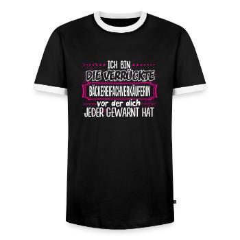 BÄCKEREIFACHVERKÄUFERIN - Verrückt - Männer Kontrast-T-Shirt - Schwarz/Weiß - Vorne - AI Model Female 172 light (172cm) & AI Model Male 178 light (178cm)