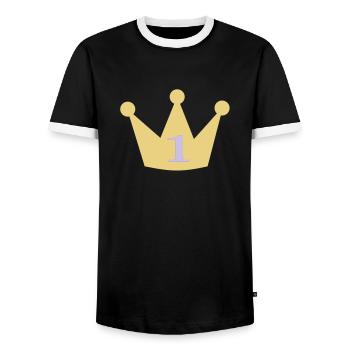 Crown for the first Birthday 1st birthday first - Men's Ringer Shirt - black/white - Front - AI Model Female 172 light (172cm) & AI Model Male 178 light (178cm)