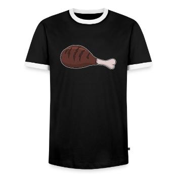 Grilled Chicken Wing Barbeque Grilling BBQ - Men's Ringer Shirt - black/white - Front - AI Model Female 172 light (172cm) & AI Model Male 178 light (178cm)