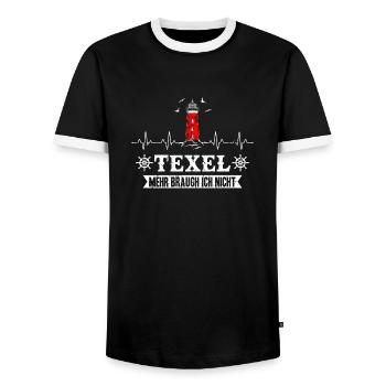Texel Leuchtturm Herzschlag Holland - Männer Kontrast-T-Shirt - Schwarz/Weiß - Vorne - AI Model Female 172 light (172cm) & AI Model Male 178 light (178cm)