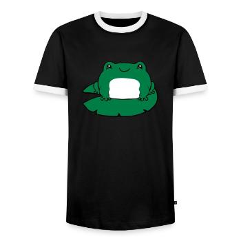 Frosch auf Seerose - Männer Kontrast-T-Shirt - Schwarz/Weiß - Vorne - AI Model Female 172 light (172cm) & AI Model Male 178 light (178cm)