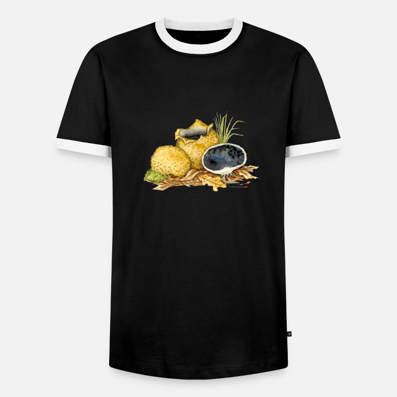 Potato bovist (Scleroderma citrinum) - Men's Ringer Shirt - black/white