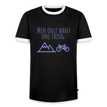 MowoT Fahrrad am Berg - Männer Kontrast-T-Shirt - Schwarz/Weiß - Vorne - AI Model Female 172 light (172cm) & AI Model Male 178 light (178cm)