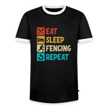 Fencing - Men's Ringer Shirt - black/white - Front - AI Model Female 172 light (172cm) & AI Model Male 178 light (178cm)
