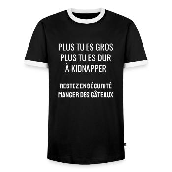 plus tu es gros - T-shirt contrasté Homme - noir/blanc - Devant - AI Model Female 172 light (172cm) & AI Model Male 178 light (178cm)