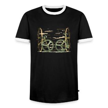 Bicycle portal black hole - Men's Ringer Shirt - black/white - Front - AI Model Female 172 light (172cm) & AI Model Male 178 light (178cm)