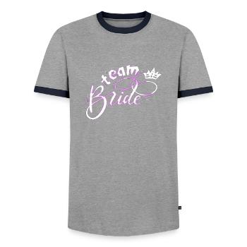 Bride bride wedding stag party bridesmaid party stag party - Men's Ringer Shirt - grey/navy  - Front - AI Model Female 172 light (172cm) & AI Model Male 178 light (178cm)