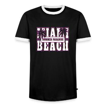 Neon Anime Retro Vintage Cool Pink NGE - Männer Kontrast-T-Shirt - Schwarz/Weiß - Vorne - AI Model Female 172 light (172cm) & AI Model Male 178 light (178cm)