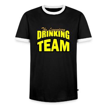drinking team - Männer Kontrast-T-Shirt - Schwarz/Weiß - Vorne - AI Model Female 172 light (172cm) & AI Model Male 178 light (178cm)