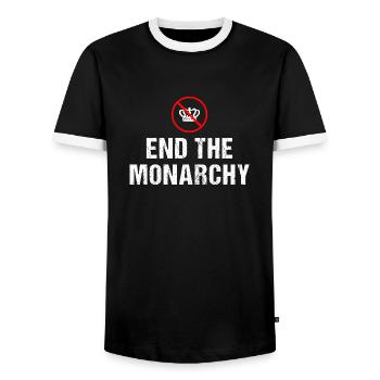Anti Monarchy Not My Royal Lustige Demokratie - Männer Kontrast-T-Shirt - Schwarz/Weiß - Vorne - AI Model Female 172 light (172cm) & AI Model Male 178 light (178cm)