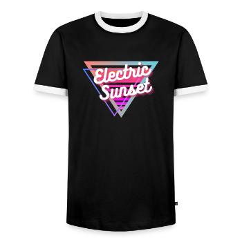 Electric Sunset - Männer Kontrast-T-Shirt - Schwarz/Weiß - Vorne - AI Model Female 172 light (172cm) & AI Model Male 178 light (178cm)