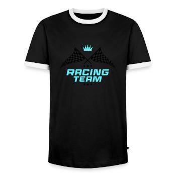Racing Team - Men's Ringer Shirt - black/white - Front - AI Model Female 172 light (172cm) & AI Model Male 178 light (178cm)
