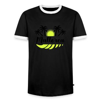 Majorca - Men's Ringer Shirt - black/white - Front - AI Model Female 172 light (172cm) & AI Model Male 178 light (178cm)