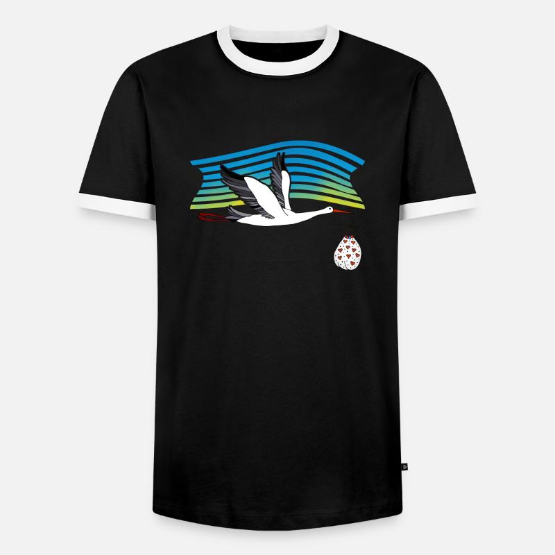 Storchenvogel - Männer Kontrast-T-Shirt - Schwarz/Weiß