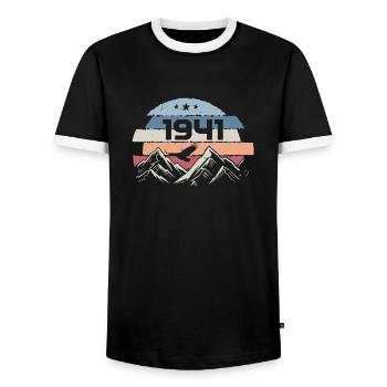 Original 1941 Vintage 1941 Birthday 1941 - Men's Ringer Shirt - black/white - Front - AI Model Female 172 light (172cm) & AI Model Male 178 light (178cm)