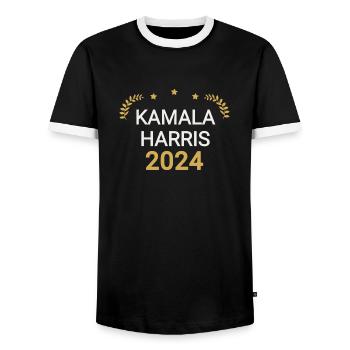 Kamala Harris for President 2024 - Männer Kontrast-T-Shirt - Schwarz/Weiß - Vorne - AI Model Female 172 light (172cm) & AI Model Male 178 light (178cm)