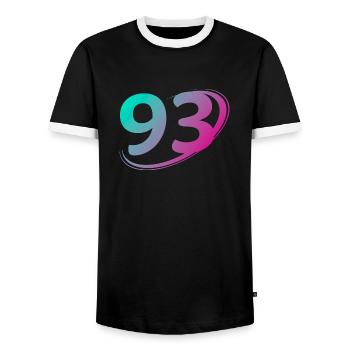 Number 93 multicolor - Men's Ringer Shirt - black/white - Front - AI Model Female 172 light (172cm) & AI Model Male 178 light (178cm)