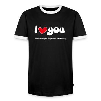 I Love You - Funny Quotes Couples NEW 17 - Men's Ringer Shirt - black/white - Front - AI Model Female 172 light (172cm) & AI Model Male 178 light (178cm)