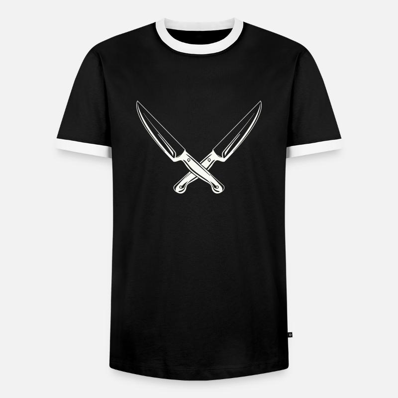 Knife 2 - Men's Ringer Shirt - black/white