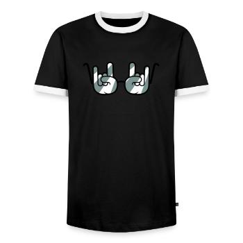 Lunettes de soleil métal rock graffiti cornes geste de la main - T-shirt contrasté Homme - noir/blanc - Devant - AI Model Female 172 light (172cm) & AI Model Male 178 light (178cm)
