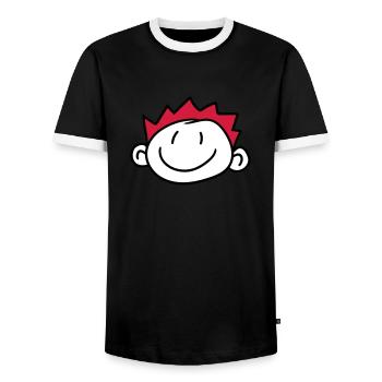 gesicht kopf kind gemalt kritzel comic cartoon jun - Männer Kontrast-T-Shirt - Schwarz/Weiß - Vorne - AI Model Female 172 light (172cm) & AI Model Male 178 light (178cm)