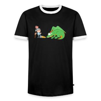 Ritter und Drache - Männer Kontrast-T-Shirt - Schwarz/Weiß - Vorne - AI Model Female 172 light (172cm) & AI Model Male 178 light (178cm)