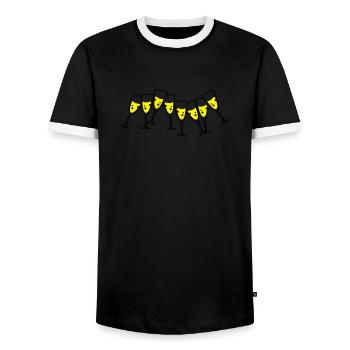 sekt glaeser design - Männer Kontrast-T-Shirt - Schwarz/Weiß - Vorne - AI Model Female 172 light (172cm) & AI Model Male 178 light (178cm)