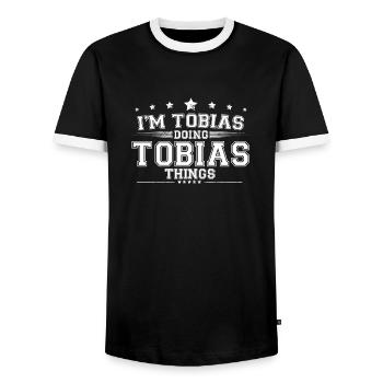 Tobias - T-shirt contrasté Homme - noir/blanc - Devant - AI Model Female 172 light (172cm) & AI Model Male 178 light (178cm)