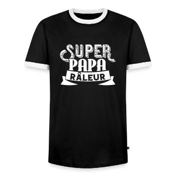 Super papa râleur cadeau homme raleur humour - T-shirt contrasté Homme - noir/blanc - Devant - AI Model Female 172 light (172cm) & AI Model Male 178 light (178cm)