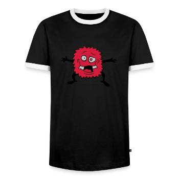 Begrüßung lustiges Monster - Männer Kontrast-T-Shirt - Schwarz/Weiß - Vorne - AI Model Female 172 light (172cm) & AI Model Male 178 light (178cm)