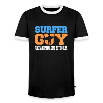Surfer Guy Like A Normal Guy But Cooler Present - Männer Kontrast-T-Shirt - Schwarz/Weiß - Vorne - AI Model Female 172 light (172cm) & AI Model Male 178 light (178cm)