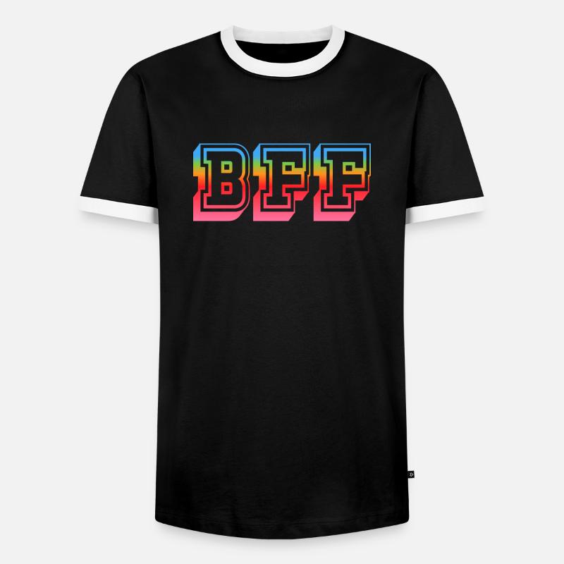 BFF Tshirt rainbowstar - Männer Kontrast-T-Shirt - Schwarz/Weiß
