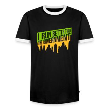 run better than government - Männer Kontrast-T-Shirt - Schwarz/Weiß - Vorne - AI Model Female 172 light (172cm) & AI Model Male 178 light (178cm)