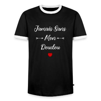Jamais sans mon Doudou - T-shirt contrasté Homme - noir/blanc - Devant - AI Model Female 172 light (172cm) & AI Model Male 178 light (178cm)