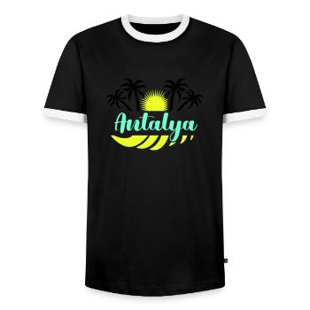 Antalya - Men's Ringer Shirt - black/white - Front - AI Model Female 172 light (172cm) & AI Model Male 178 light (178cm)