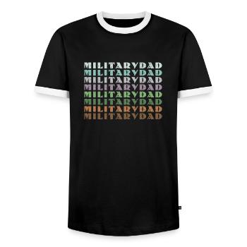 Papa Papa Père Fête des pères Soldat militaire - T-shirt contrasté Homme - noir/blanc - Devant - AI Model Female 172 light (172cm) & AI Model Male 178 light (178cm)