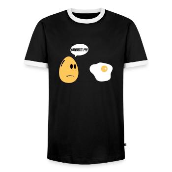 SISTER egg - Men's Ringer Shirt - black/white - Front - AI Model Female 172 light (172cm) & AI Model Male 178 light (178cm)