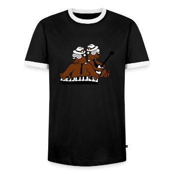 2 Bär Braunbär Keyboard Klavier Gitarre Band Team - Männer Kontrast-T-Shirt - Schwarz/Weiß - Vorne - AI Model Female 172 light (172cm) & AI Model Male 178 light (178cm)