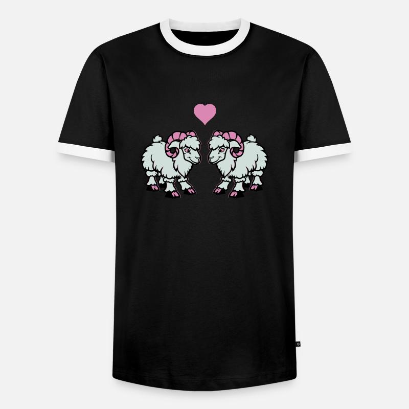 schaf comic widder love - Männer Kontrast-T-Shirt - Schwarz/Weiß