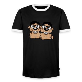 2 Dogs Nerds Horn-Rimmed Glasses Geeks Braces Smart - Men's Ringer Shirt - black/white - Front - AI Model Female 172 light (172cm) & AI Model Male 178 light (178cm)